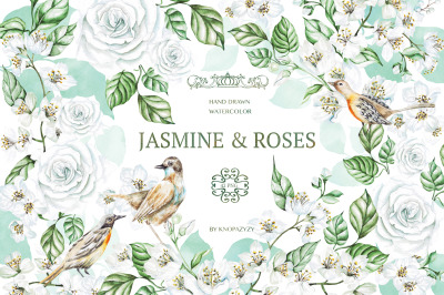 Watercolor Jasmine &amp;amp; Roses
