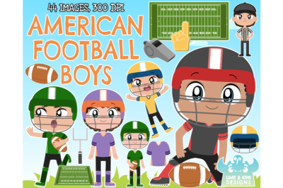 American Football - Boys Clipart - Lime and Kiwi Designs