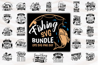 Fishing Quotes SVG Bundle Craft Typography Lettering
