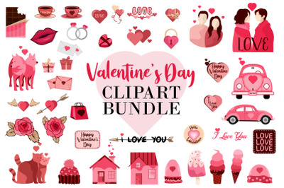 Valentine&#039;s Day Elements Vector Bundle SVG