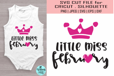 Little miss february svg, valentines day svg