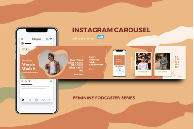 Feminine podcaster instagram carousel keynote template