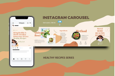 Healthy recipes tips instagram carousel keynote template