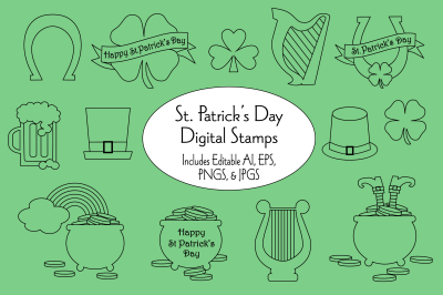 Saint Patrick&#039;s Day Digital Stamps