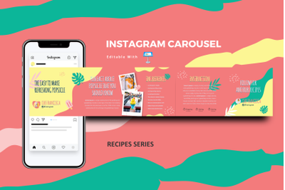 Summer ice cream recipe instagram carousel keynote template