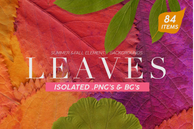 Fall Leaves Elements &amp; Backgrounds Bundle