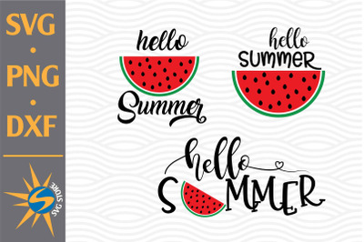 Hello Summer Watermelon SVG, PNG, DXF Digital Files Include