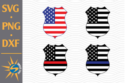 Police Shield US Flag SVG, PNG, DXF Digital Files Include