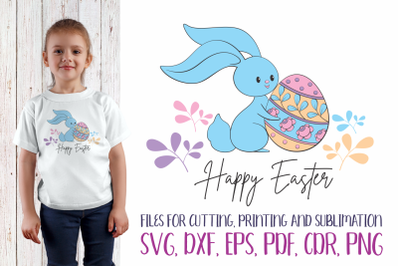 Happy Easter SVG with cute Bunny