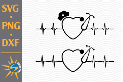 Stethoscope Heartbeat SVG&2C; PNG&2C; DXF Digital Files Include