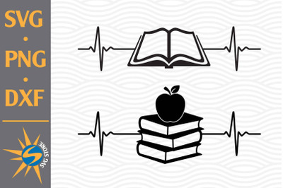 Book Heartbeat SVG, PNG, DXF Digital Files Include