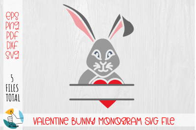 Valentine bunny Monogram SVG file.