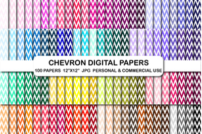 100 Chevron patter paper pack, Chevon digital papers