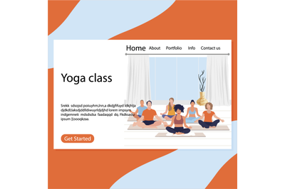 Yoga class page, retreat exercise fot group illustration