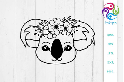 Koala Floral SVG&2C; Koala Cut File