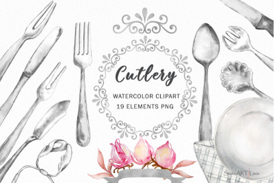 Watercolor Cutlery &amp; Floral Decor, Silverware