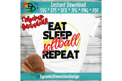 Eat Sleep Softball Repeat SVG, Softball SVG, Threads, png, baseball st