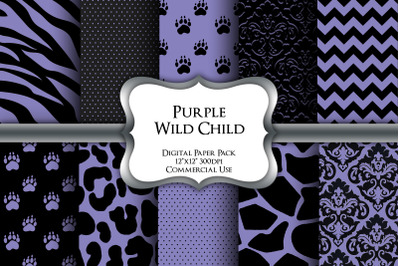 Purple Wild Child Safari Digital Paper Pack