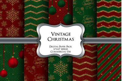 Vintage Christmas Digital Paper Pack