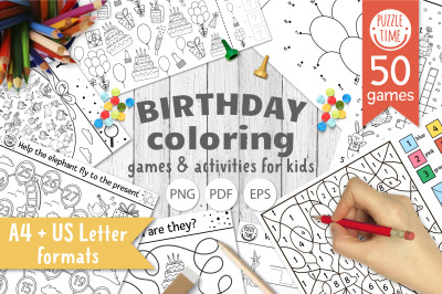 Birthday Coloring Games and Activities for kids