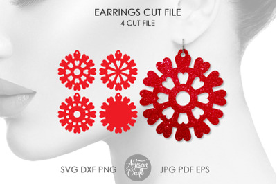 Heart mandala&2C; earrings cut file&2C; laser cut earrings