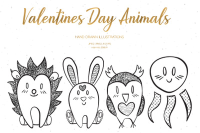 Valentine&#039;s Day Animals Illustrations