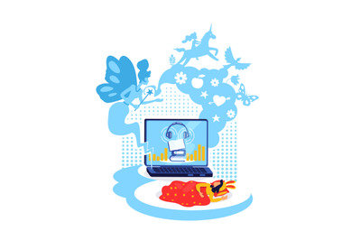 Bedtime story broadcast flat concept vector illustration