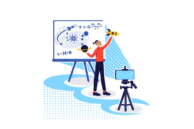 Remote physics class flat concept vector illustration