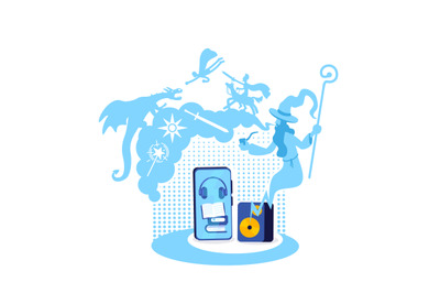 Fantasy audiobook flat concept vector illustration