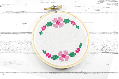 Faux Cross Stitch Floral Border | Embroidery