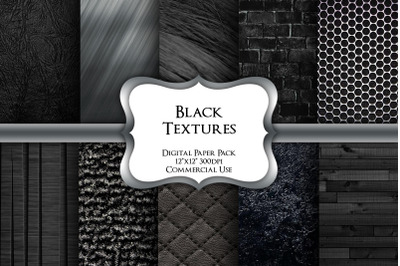 Black Textures Digital Paper Pack