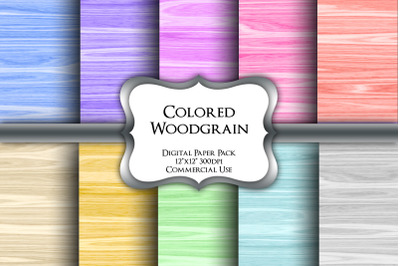 Coloured Woodgrain Digital Paper Pack