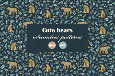 Cute bears. Seamless patterns
