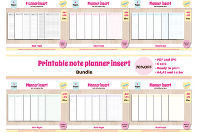 Note Pages Set,Planner Insert bundle