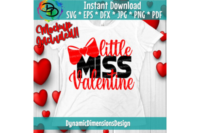 Valentine&#039;s Day SVG, Little Miss Valentine SVG, Bow, Valentine SVG, Cu