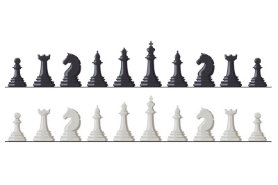 Chess game. Black and white chess pieces, king, queen, bishop, rook, k