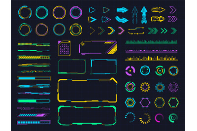 Interface hud elements. Digital holographic hud bars and frames, user