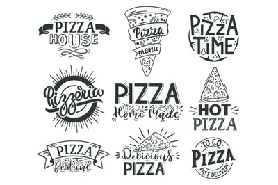 Pizza lettering quotes. Italian pizza, fast food lettering quotes, piz