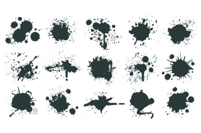 Ink drops. Paint splash, grunge liquid drop splashes, abstract artisti