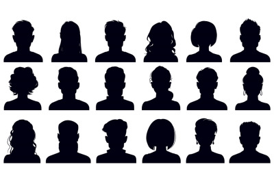 Avatar portrait silhouettes. Woman and man faces portraits&2C; anonymous