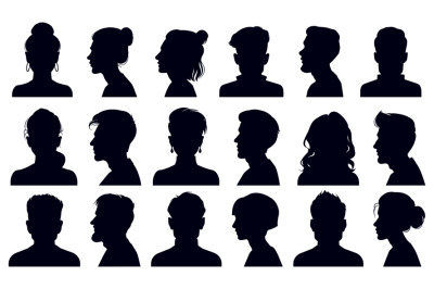 Head silhouettes. Female and male faces portraits&2C; anonymous person he