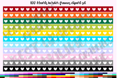 100 Hearts banner clipart Hearts border graphics Love Heart