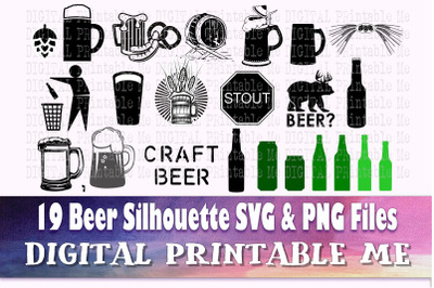 Beer svg&2C; silhouette bundle&2C; 19 images&2C; Alcohol&2C; adult beverage&2C; mug&2C;