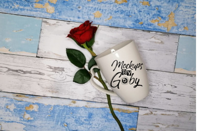 White Mug Mockups&2C; Red Roses&2C; Love Mock Ups&2C; Valentine&amp;&23;039;s day Mockup&2C; C