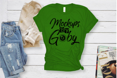 Green T-shirt Mockup&2C; Bella Canvas Shirt&2C; St. Patrick Day&2C; Vogue Magaz