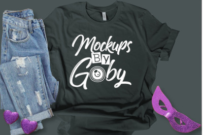 Mockup Women Black T-shirt, Mardi Gras Mockup, Carnival Graphic,