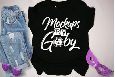 Mockup Women Black T-shirt&2C; Mardi Gras Mockup&2C; Carnival Graphic&2C;