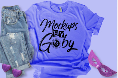 Mockup Women Blue T-shirt, Mardi Gras Mockup, Carnival Graphic,