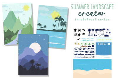 Summer landscape creator in abstract vector.