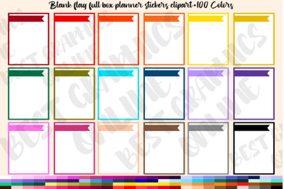 100 Flag Full Box Printable Planner Stickers clipart set